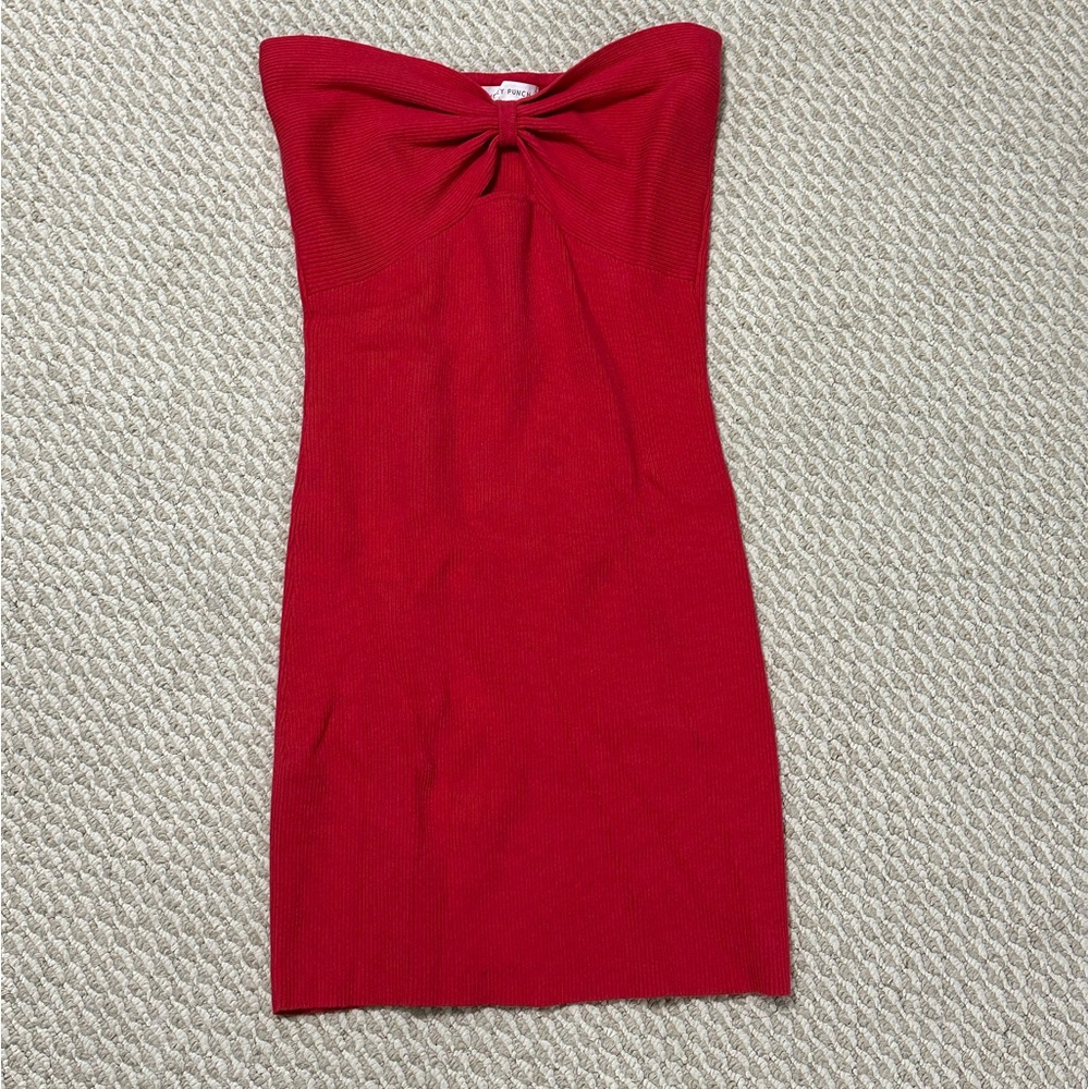 Red mini dress strapless